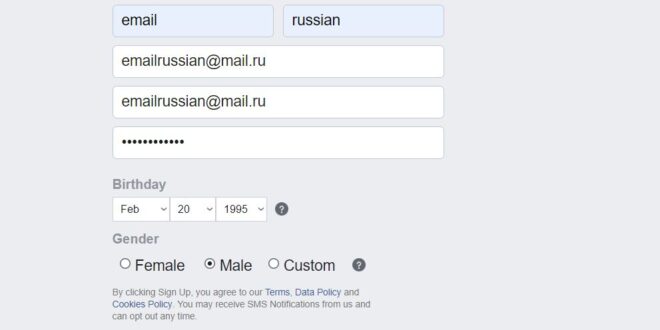 create a Russian Facebook account